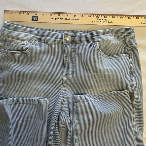 Code Bleu Women’s Jeans Stretch Light Wash Blue Railroad Striped Ankle Pants - Picture 5 of 10